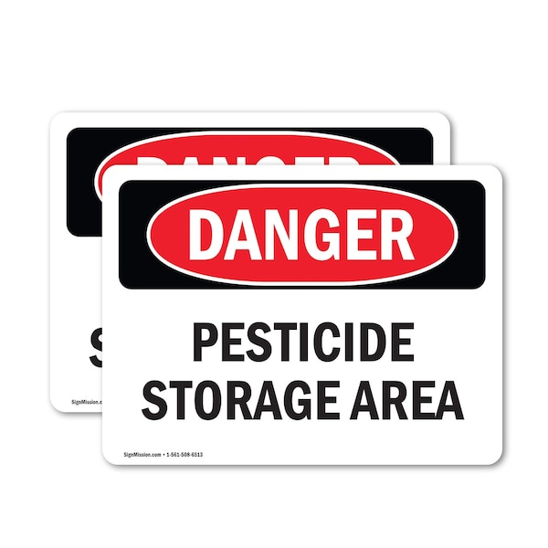 Signmission Pesticide Storage Area Danger Sign, Vinyl Decal, 10in W x 7in L, 2PK OS-2PACK-DS-D-710-L-1971 - main